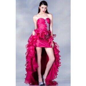 Cinderella Divine  Sparkly Party Prom Maxi Dress Pink Size 6‎ Quinceañera Ruffle